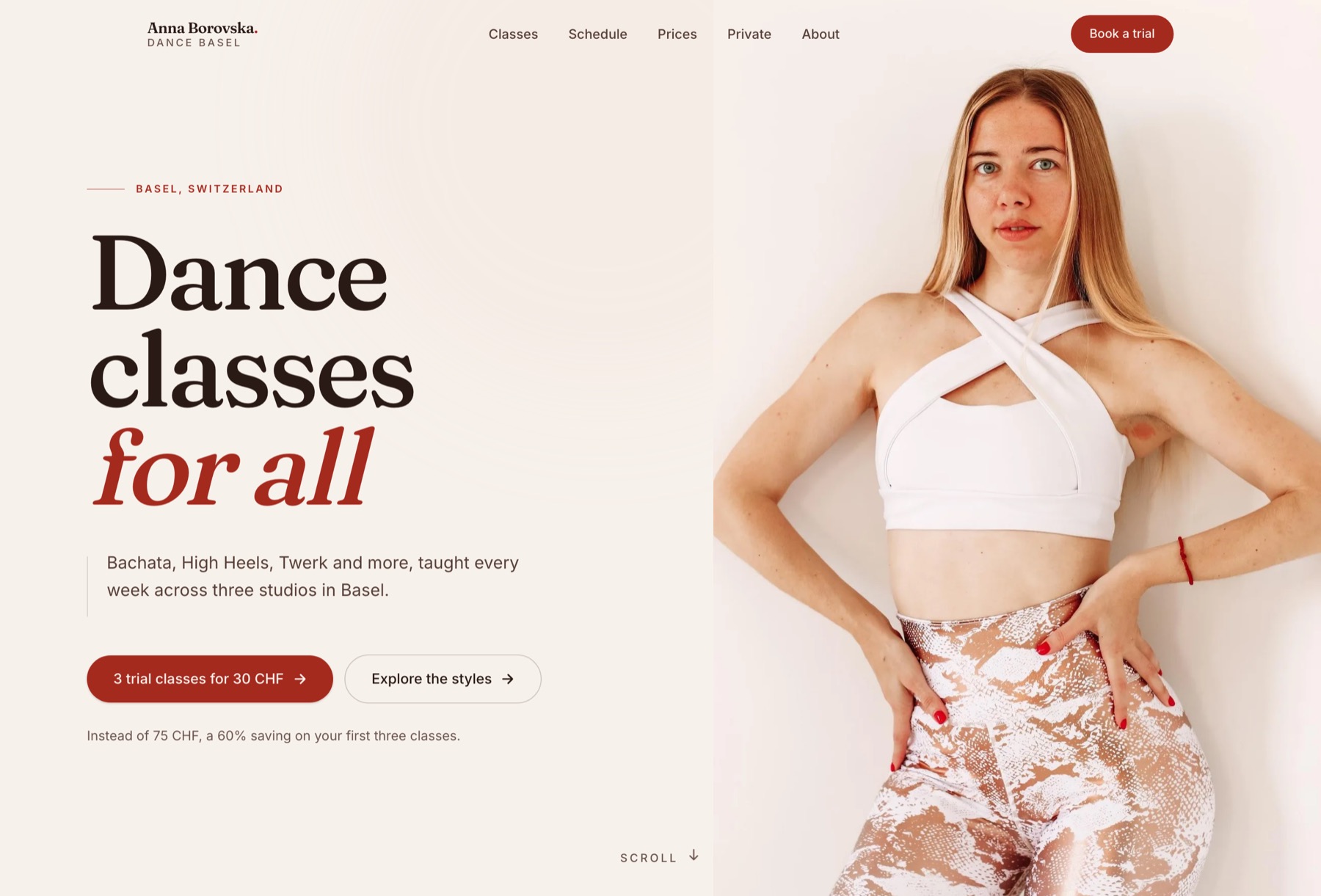Anna Borovska Dance Basel website